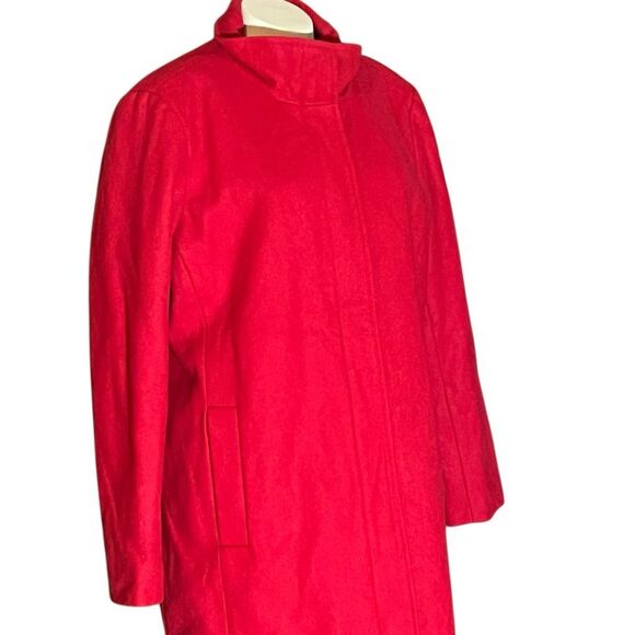 Lands End Woman’s Red Wool Zip Front Coat High Collar Sz 16P - Picture 2 of 8